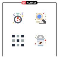 4 User Interface Flat Icon Pack of modern Signs and Symbols of heart coffee proposal search starbucks Editable Vector Design Elements