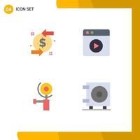 4 Universal Flat Icon Signs Symbols of back grinding investment web money Editable Vector Design Elements