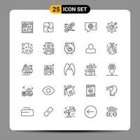 Line Pack of 25 Universal Symbols of configure technical puzzle world pertinent Editable Vector Design Elements