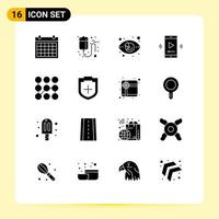 User Interface Pack of 16 Basic Solid Glyphs of multimedia film care marketing market Editable Vector Design Elements