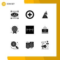 Set of 9 Modern UI Icons Symbols Signs for steps success station star award Editable Vector Design Elements