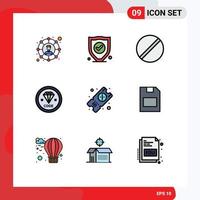 Universal Icon Symbols Group of 9 Modern Filledline Flat Colors of ticket development chemistry develop code Editable Vector Design Elements