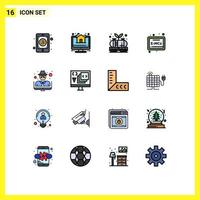 Universal Icon Symbols Group of 16 Modern Flat Color Filled Lines of hacker education real estate board power Editable Creative Vector Design Elements