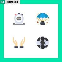 Modern Set of 4 Flat Icons and symbols such as timer hands adventure observation football Editable Vector Design Elements