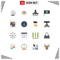Universal Icon Symbols Group of 16 Modern Flat Colors of pie sign combine flag tractor Editable Pack of Creative Vector Design Elements