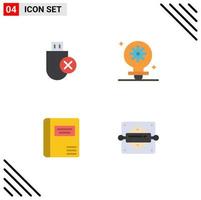 4 Flat Icon concept for Websites Mobile and Apps computers book removed light medical book Editable Vector Design Elements