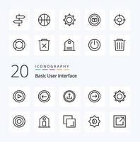 20 Basic Line icon Pack like label line application interface navigation vector