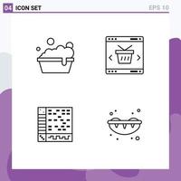 Universal Icon Symbols Group of 4 Modern Filledline Flat Colors of bowl application app shopping computer Editable Vector Design Elements