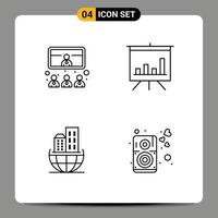 Line Pack of 4 Universal Symbols of call architecture presentation board sustainable Editable Vector Design Elements