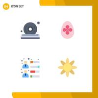 Set of 4 Commercial Flat Icons pack for disc development player easter egg team skills Editable Vector Design Elements