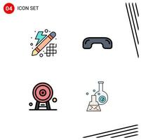 Universal Icon Symbols Group of 4 Modern Filledline Flat Colors of creative architecture thinking hang up ferris wheel Editable Vector Design Elements