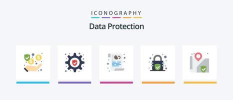 Data Protection Flat 5 Icon Pack Including surveillance. location. data. security. encryption. Creative Icons Design vector