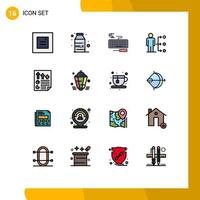 Flat Color Filled Line Pack of 16 Universal Symbols of document arrows hardware male network Editable Creative Vector Design Elements