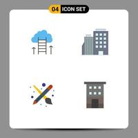 4 Flat Icon concept for Websites Mobile and Apps career path brush success builing tool Editable Vector Design Elements