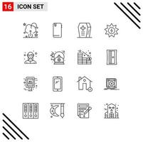 16 Universal Outlines Set for Web and Mobile Applications business female halloween employee energy Editable Vector Design Elements