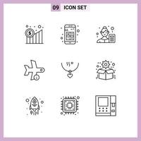 Stock Vector Icon Pack of 9 Line Signs and Symbols for transport info interaction flight business analyst Editable Vector Design Elements