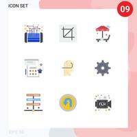 User Interface Pack of 9 Basic Flat Colors of learning event layout date garden Editable Vector Design Elements