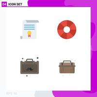 4 Creative Icons Modern Signs and Symbols of certificate business document travel travel Editable Vector Design Elements