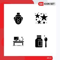 Pictogram Set of 4 Simple Solid Glyphs of joker business celebration fireworks desk Editable Vector Design Elements