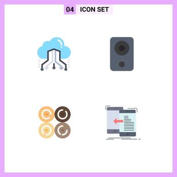 4 Flat Icon concept for Websites Mobile and Apps cloud speaker network devices eat Editable Vector Design Elements