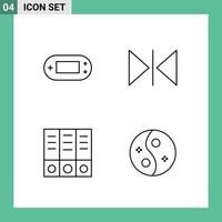 4 Universal Line Signs Symbols of console documents psp mirror salon Editable Vector Design Elements