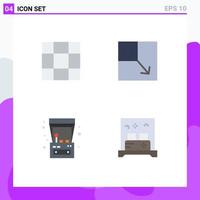 Modern Set of 4 Flat Icons Pictograph of grid bed layout fun room Editable Vector Design Elements