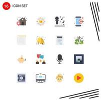 Modern Set of 16 Flat Colors Pictograph of student notes notes microphone student digital marketing Editable Pack of Creative Vector Design Elements