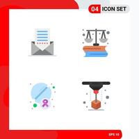 Set of 4 Modern UI Icons Symbols Signs for communication pills interface finance drugs Editable Vector Design Elements