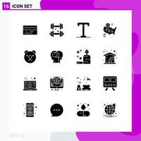 16 User Interface Solid Glyph Pack of modern Signs and Symbols of communication predator semi bold head american Editable Vector Design Elements