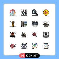 Set of 16 Modern UI Icons Symbols Signs for rainy cloud man play virus Editable Creative Vector Design Elements