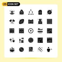 25 Universal Solid Glyphs Set for Web and Mobile Applications disk cd briefing property house Editable Vector Design Elements