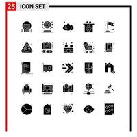 valores vector icono paquete de 25 línea señales y símbolos para mapa bandera baño presente regalo editable vector diseño elementos