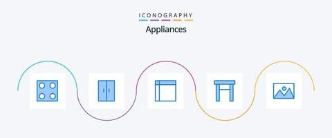 Appliances Blue 5 Icon Pack Including home. stool. handkerchief. home appliances. furniture vector