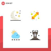 Mobile Interface Flat Icon Set of 4 Pictograms of bar snow party left weather Editable Vector Design Elements