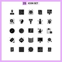 25 User Interface Solid Glyph Pack of modern Signs and Symbols of date medical scary file healthcare Editable Vector Design Elements