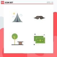 Mobile Interface Flat Icon Set of 4 Pictograms of building men landmark hipster nature Editable Vector Design Elements