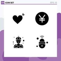 4 Creative Icons Modern Signs and Symbols of arrow repair yen man iot Editable Vector Design Elements