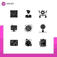 9 Creative Icons Modern Signs and Symbols of sale discount monitore configuration building share Editable Vector Design Elements