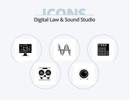 Digital Law And Sound Studio Glyph Icon Pack 5 Icon Design. pressure. hertz. level. frequency. screen vector