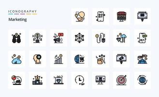 25 Marketing Line Filled Style icon pack vector