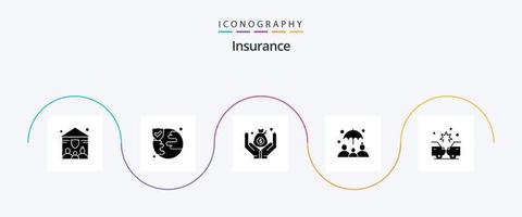 Insurance Glyph 5 Icon Pack Including . insurance. save. damage. accident vector