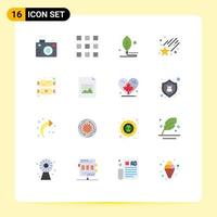 Universal Icon Symbols Group of 16 Modern Flat Colors of star falling lock life digital Editable Pack of Creative Vector Design Elements