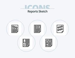 Reports Sketch Line Icon Pack 5 Icon Design. page. data. paper. page. document vector