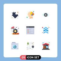 Universal Icon Symbols Group of 9 Modern Flat Colors of internet finance app diagram mobile Editable Vector Design Elements