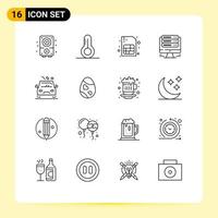 Universal Icon Symbols Group of 16 Modern Outlines of road danger mobile car hosting Editable Vector Design Elements