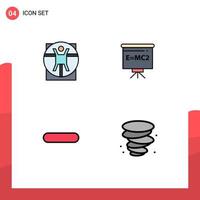 Set of 4 Commercial Filledline Flat Colors pack for virtruvian less scane board remove Editable Vector Design Elements