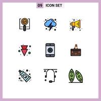 Set of 9 Modern UI Icons Symbols Signs for video mobile cloud full arrow Editable Vector Design Elements