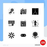 9 Universal Solid Glyphs Set for Web and Mobile Applications settings web control coordinates input connection Editable Vector Design Elements