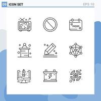 Outline Pack of 9 Universal Symbols of compose office user marketing love Editable Vector Design Elements