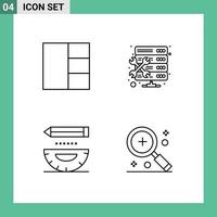 Group of 4 Modern Filledline Flat Colors Set for grid development hosting coding add Editable Vector Design Elements